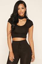 Forever21 Women's  Hooded Crop Top