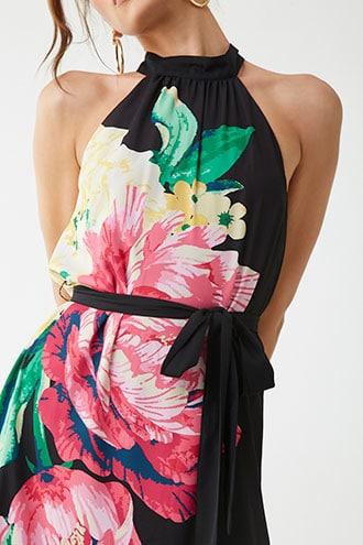 Forever21 Floral Mock Neck Maxi Dress