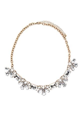 Forever21 Antique Gold & Clear Faux Gem Statement Necklace