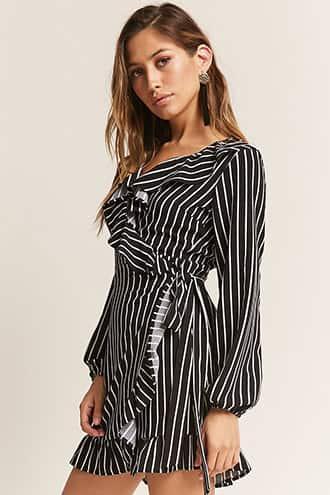 Forever21 Stripe Ruffle Wrap Dress