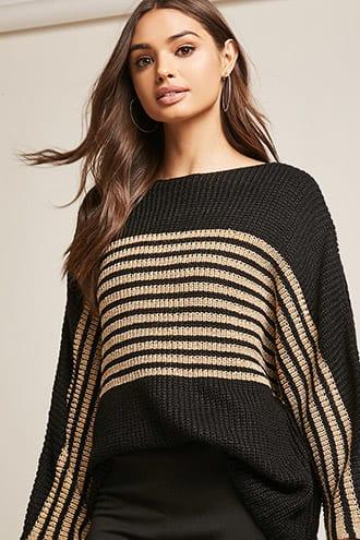 Forever21 Metallic Striped Sweater-knit Top