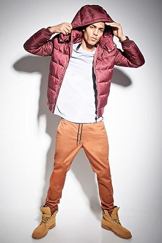 21 Men Men's  Hooded Puffer Parka