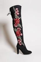 Forever21 Embroidered Thigh-high Boots
