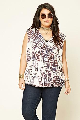 Forever21 Women's  Draped Tribal Print Top