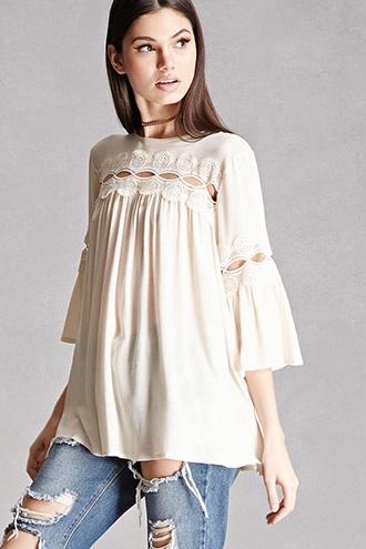 Forever21 Crochet Peasant Top