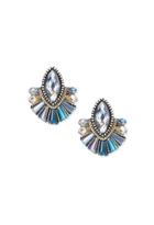 Forever21 Faux Gemstone Teardrop Studs (grey/multi)