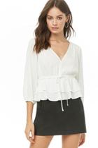 Forever21 Glitter Print Peasant Top
