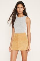 Forever21 Women's  Light Grey Marled Knit Crop Top