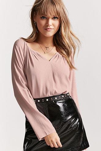 Forever21 Crepe Split-neck Top
