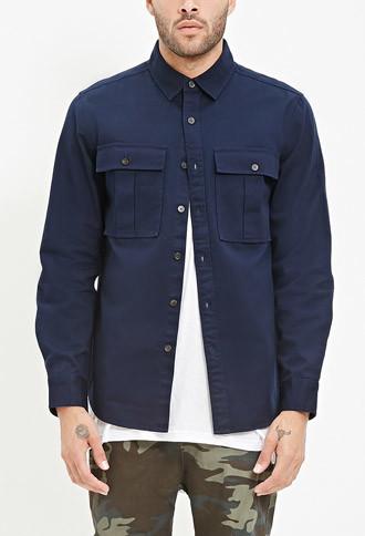 21 Men Men's  Two-pocket Cotton Shirt (navy)