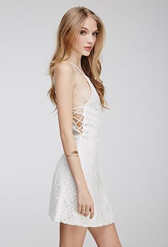 Forever21 Strappy Floral-embroidered Dress