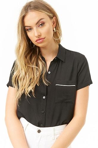 Forever21 Pipe-trim Pocket Shirt