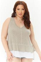 Forever21 Plus Size Contrast-layer Burnout Tank Top
