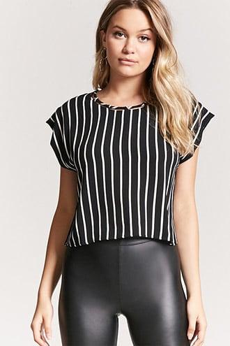 Forever21 Striped Textured Chiffon Top