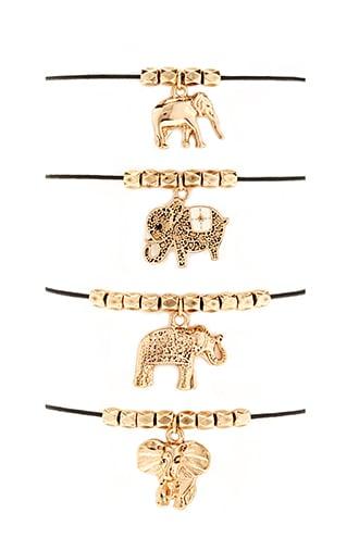 Forever21 Beaded Elephant Bracelet Set