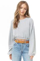 Forever21 Brushed Balloon-sleeve Crop Top
