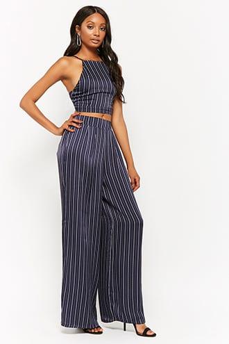 Forever21 Pinstriped Crop Cami & Palazzo Pants Set