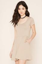 Forever21 Women's  Taupe Two-pocket Fit And Flare Dress