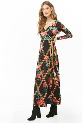 Forever21 Velvet Floral Print Maxi Dress