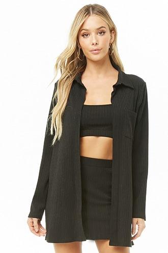 Forever21 Ribbed Cami Top & Mini Skirt Three-piece Set