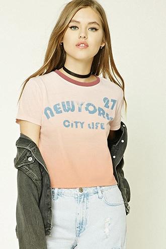 Forever21 New York Graphic Dip-dye Tee