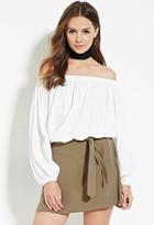 Love21 Women's  Olive Contemporary Belted Mini Skirt