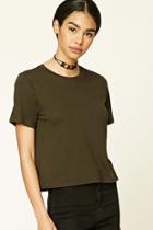 Forever21 Women's  Olive Vented Boxy Tee