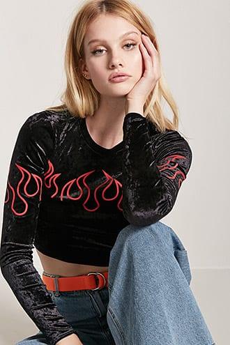 Forever21 Velvet Flame Graphic Top