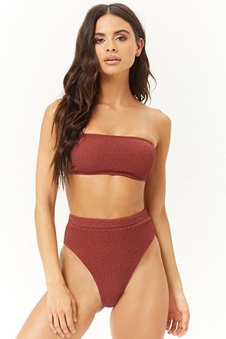 Forever21 Puckered High-waist Bikini Bottoms