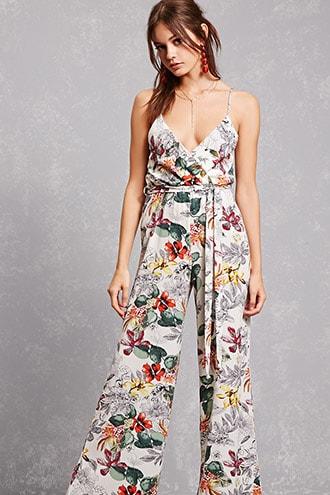 Forever21 Surplice Floral Jumpsuit