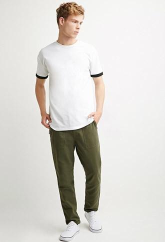 21 Men Men's  Paneled Utility Pants (olive)