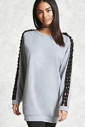Forever21 Lace-up Raglan Pullover