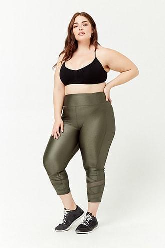 Forever21 Plus Size Active Mesh-panel Capri Leggings