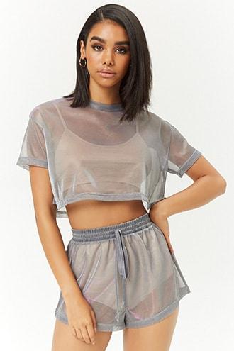 Forever21 Sheer Iridescent Shorts