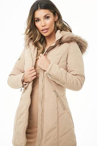 Forever21 Faux Fur-trim Quilted Jacket