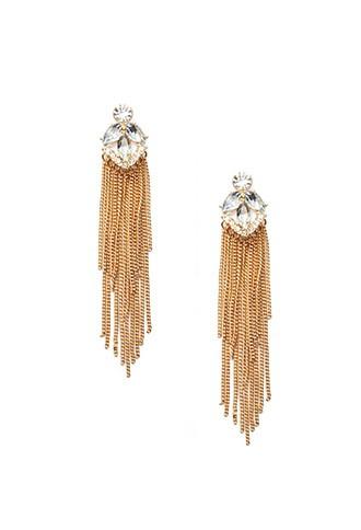 Forever21 Chained Drop Earrings (gold/clear)