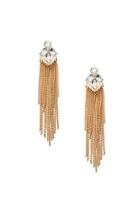 Forever21 Chained Drop Earrings (gold/clear)