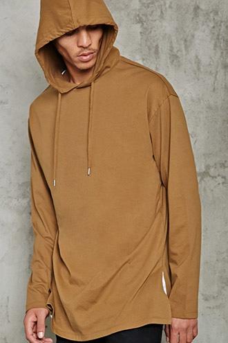 21 Men Men's  Chestnut Longline Hoodie Tee