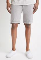21 Men Men's  Grey Clean Wash Cuffed Denim Shorts