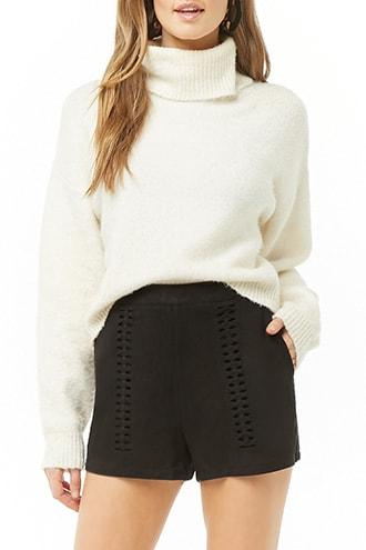 Forever21 Faux Suede Braided Cutout Shorts