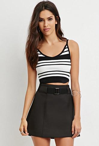 Forever21 Women's  Stripe-pattern Cropped Cami