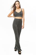 Forever21 Metallic Striped Cropped Cami & Flare Leggings Set