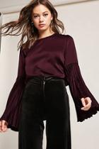 Forever21 Satin Accordion Bell-sleeve Top