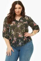 Forever21 Plus Size Sheer Rose Print Top