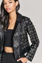 Forever21 Faux-leather High-polish Grommet Jacket