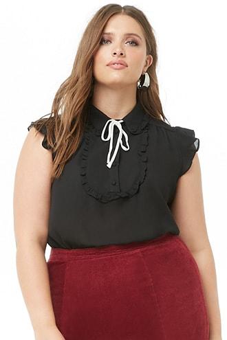 Forever21 Plus Size Chiffon Ruffle-trim Top