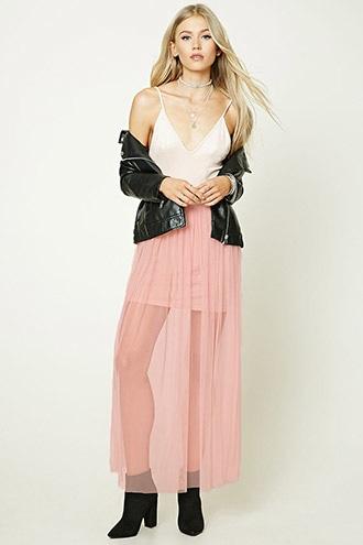 Forever21 Women's  Semi-sheer Tulle Maxi Skirt