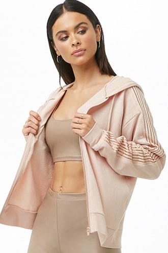 Forever21 Active Striped-trim Hoodie