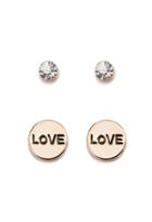 Forever21 Love Stud Set (gold/clear)