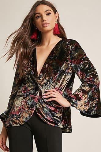 Forever21 Velvet Floral Blazer